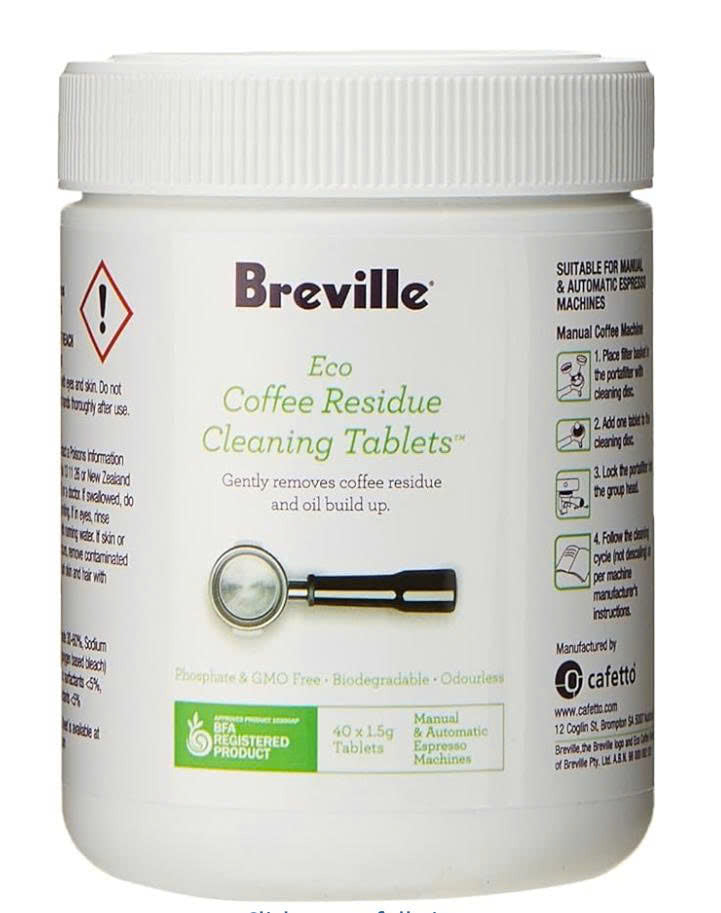Breville Eco Coffee Residue Cleaning Tablets (40 Pack), BES013CLR - “Clean your coffee machine like a pro (no damage, no hassle)”