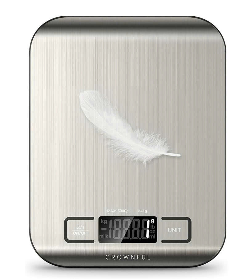CROWNFUL Food Scale, 5kg Digital Kitchen Scales with Built-in Coin Battery, Weight Ounces and Grams for Cooking and Baking, 6 Units with Tare Function