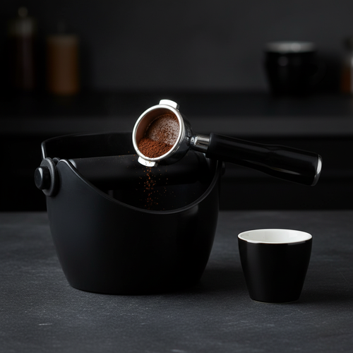 Avanti Compact Espresso Coffee Grounds Knock Box with Removable Knock Bar and Non-Slip Base, Black