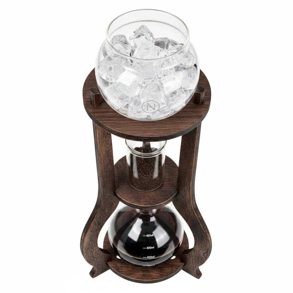 Nispira Iced Coffee Cold Brew Drip Tower Coffee Maker Wooden, 6-8 cup