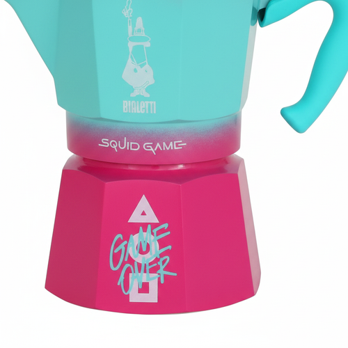 Bialetti Moka Express – Squid Game Collection | Iconic Stovetop Espresso Maker | Makes Real Italian Coffee | 3 Cup Moka Pot (130 ml) | Aluminium | Pink and Teal