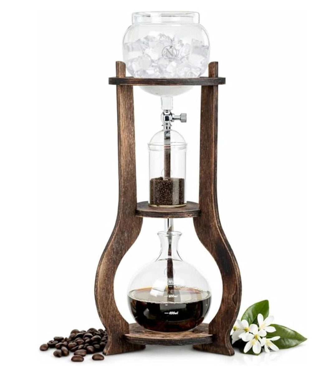 Nispira Iced Coffee Cold Brew Drip Tower Coffee Maker Wooden, 6-8 cup
