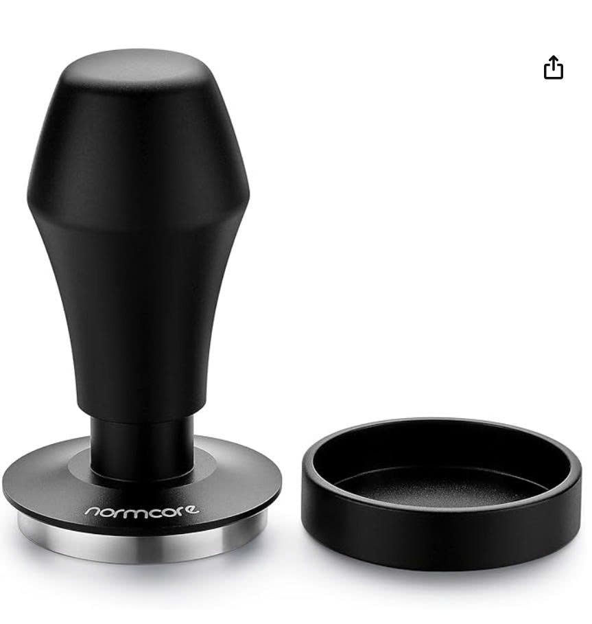 Normcore V4 Coffee Tamper 53.3mm - Spring-Loaded Tamper – Barista Espresso Tamper with 15lb / 25lb / 30lbs Replacement Springs - Anodized Aluminum Handle and Stand - Flat Base