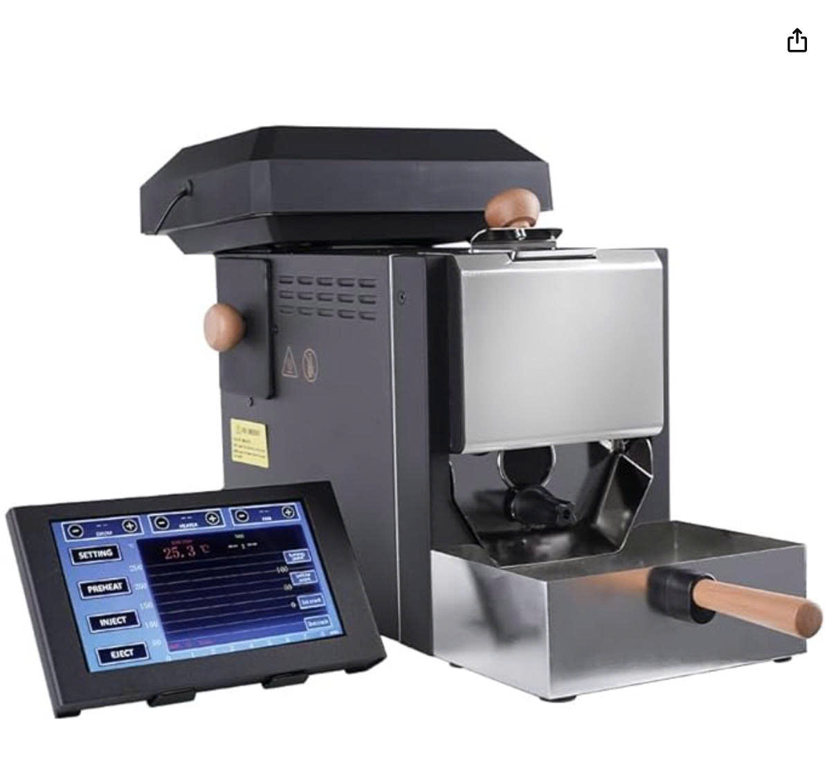 Professional Coffee Roaster, 200g Capacity Coffee Bean Roaster, 7-Inch Screen, Compatible with Artisan Curve Adjustment, Automatic and Manual Modes (Silver)