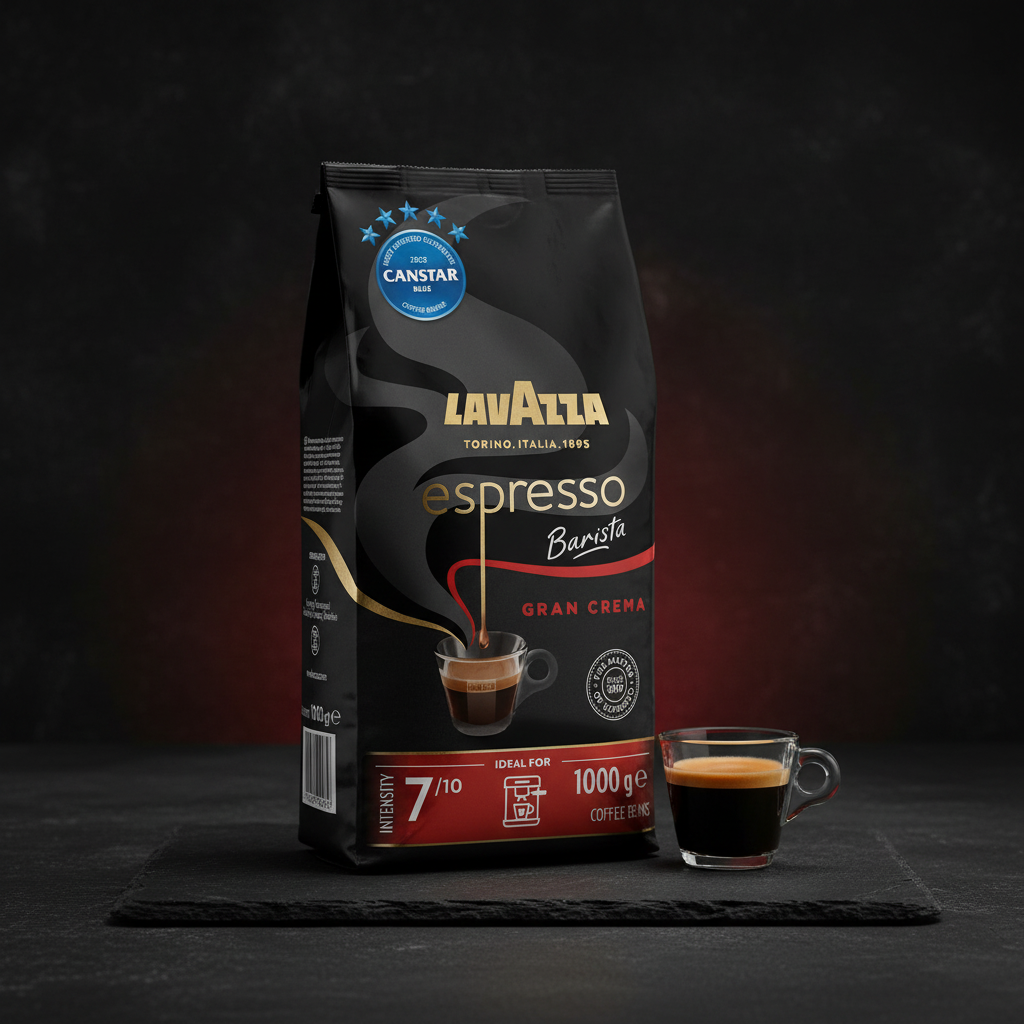 Lavazza, Espresso Barista Gran Crema, 1 Kg, Drum Roasted Coffee Beans, Ideal for Espresso Coffee Machines, Aromatic Notes of Dried Fruit and Flowers, Arabica and Robusta, Intensity 7/10, Light Roast