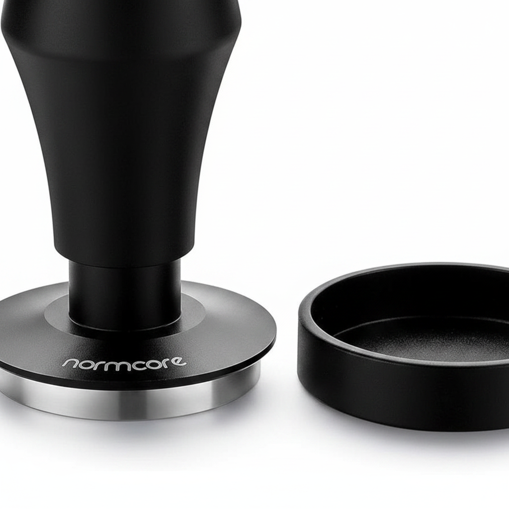 Normcore V4 Coffee Tamper 53.3mm - Spring-Loaded Tamper – Barista Espresso Tamper with 15lb / 25lb / 30lbs Replacement Springs - Anodized Aluminum Handle and Stand - Flat Base